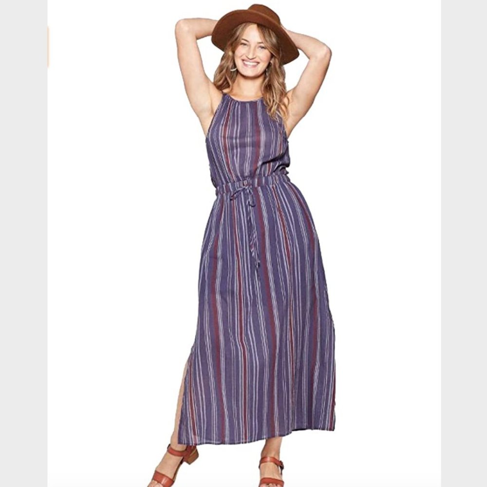 UNIVERSAL THREAD Navy Striped Maxi-Dress — S